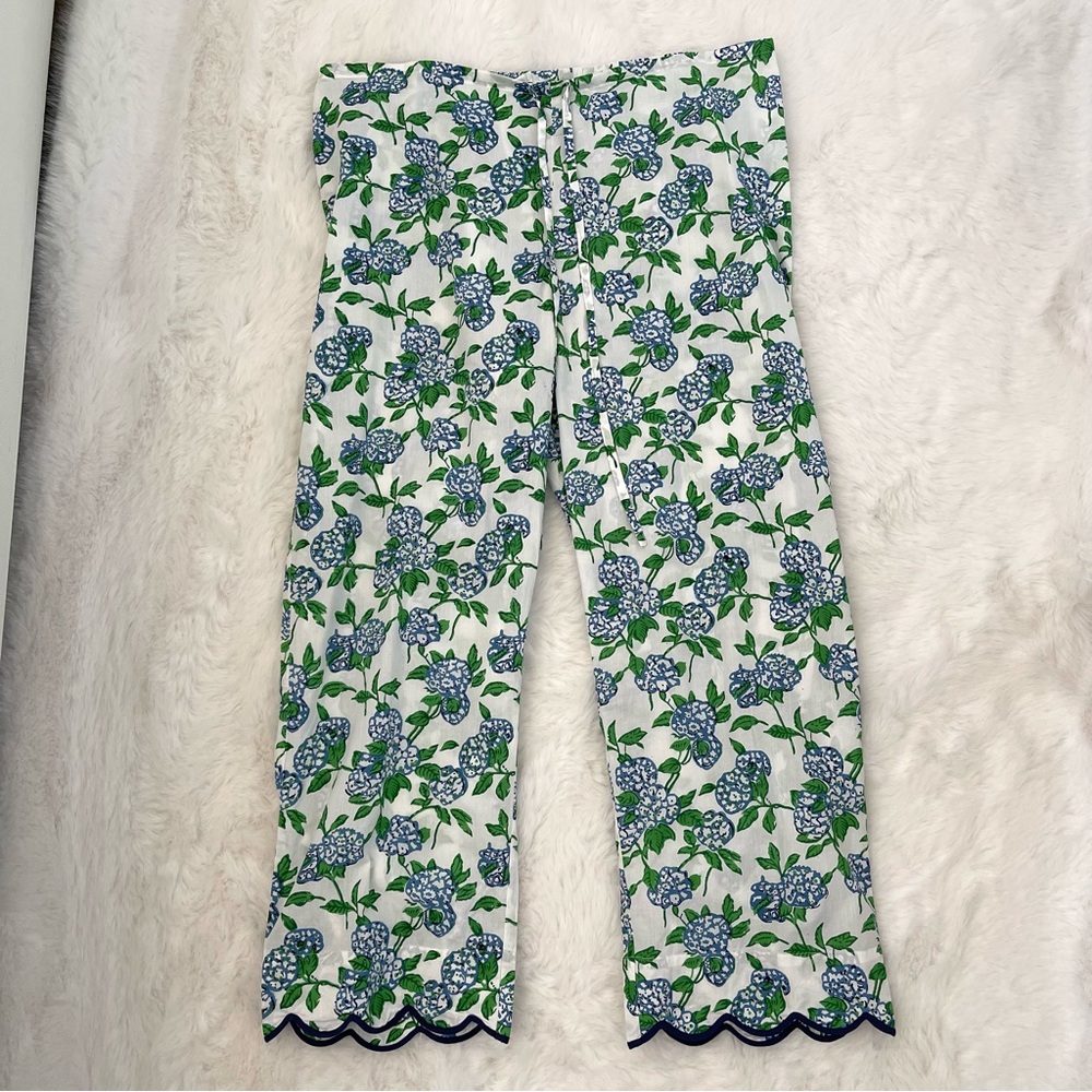 Heidi Carey Blue & White Hydrangea Cotton Poplin Scalloped Pajamas - Picture 6 of 16
